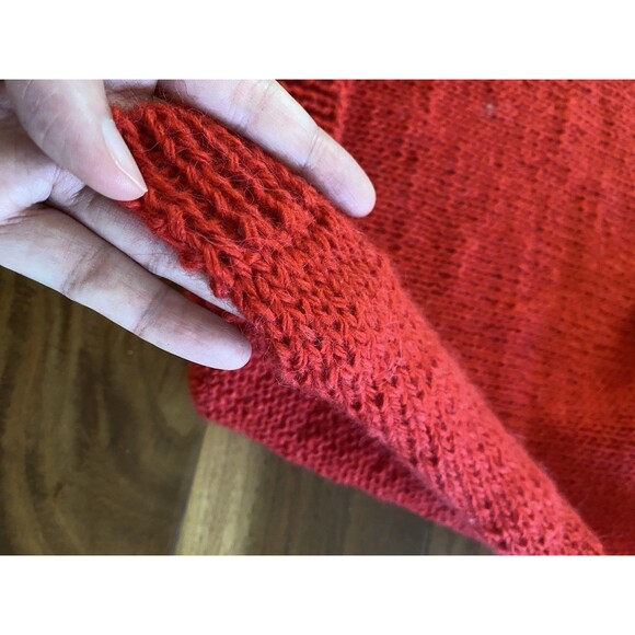 Handmade Knit Faked Sweater Shawl Red 50% Wool One Size - Picture 3 of 8